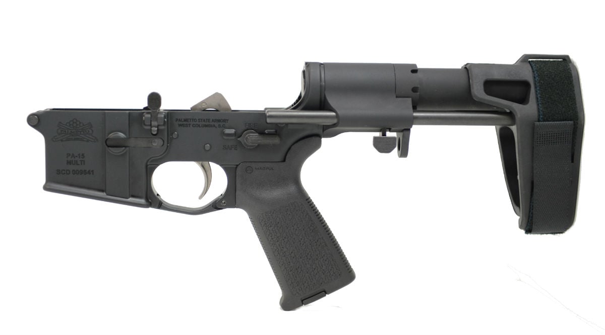 PSA AR-15 Complete MOE EPT Pistol Lower with SB Tactical PDW Pistol Brace, Black - 516446451
