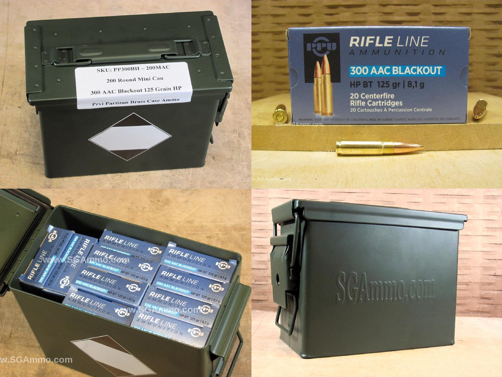 200 Round Can – 300 AAC Blackout 125 Grain HP BT Ammo by PPU Prvi Partizan – PP300BH – Packed in Mini Canister