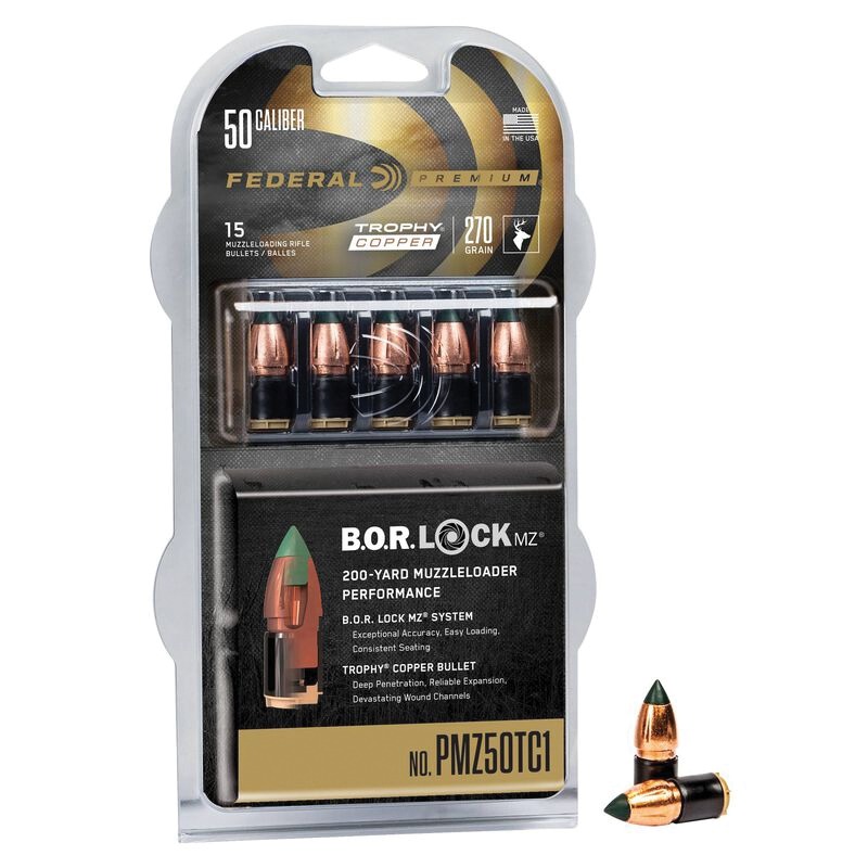 Federal .50 Cal Copper Muzzleloader Bullet, 270 gr 0.500" 15rds
