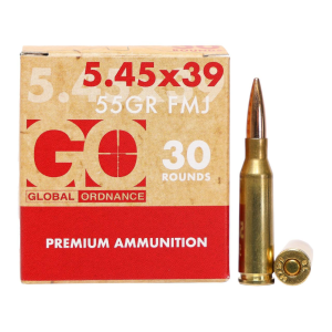 Global-Ordnance Global Ordnance Rifle Ammunition 5.45x39mm 55gr FMJ 2854 fps 900/ct (30-30/ct)