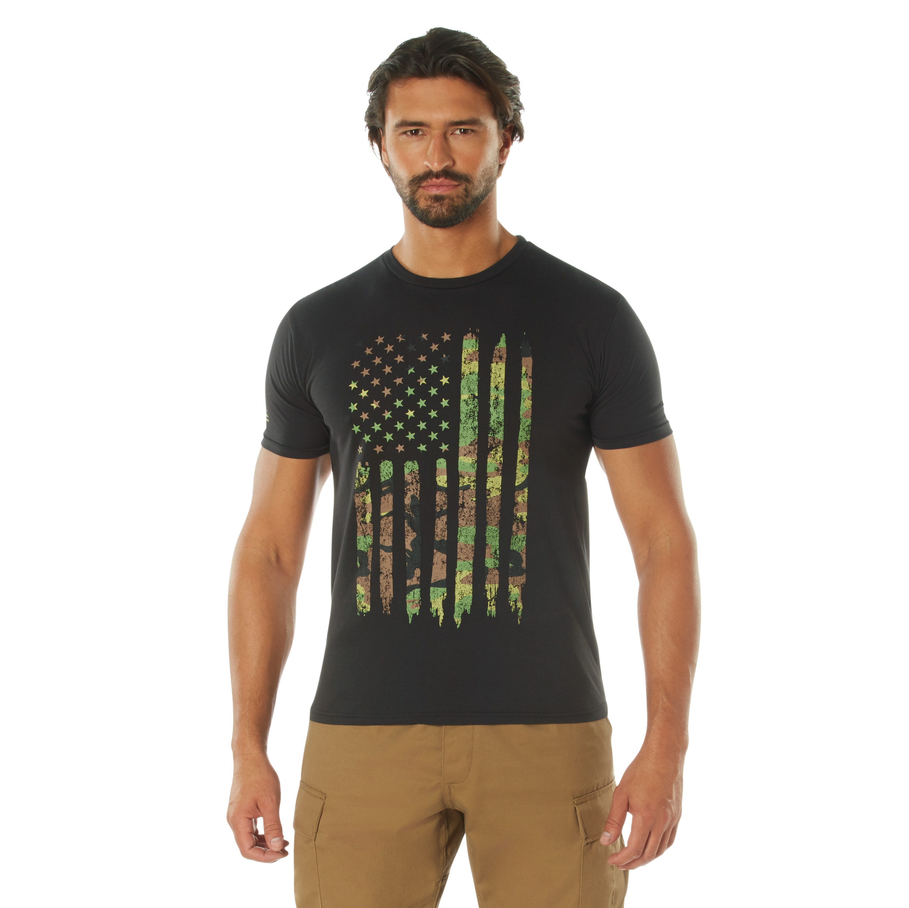 Rothco Distressed Us Flag Athletic Fit T-Shirt - Camo, Medium