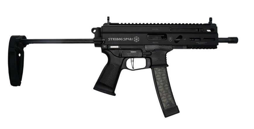 Grand Power Stribog SP9A1 9mm Pistol with Tailhook Brace