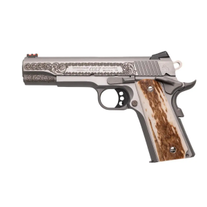Colt Competition Pistol .45 ACP 5in Brt Stnls Stag grips Engraving Exc