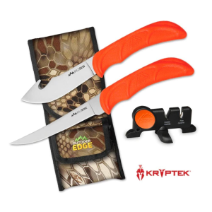 Outdoor-Edge Outdoor Edge WildBone Two-Knife Combo with Sharpener 5" Boning Blade & 4" Skinner Blade Orange