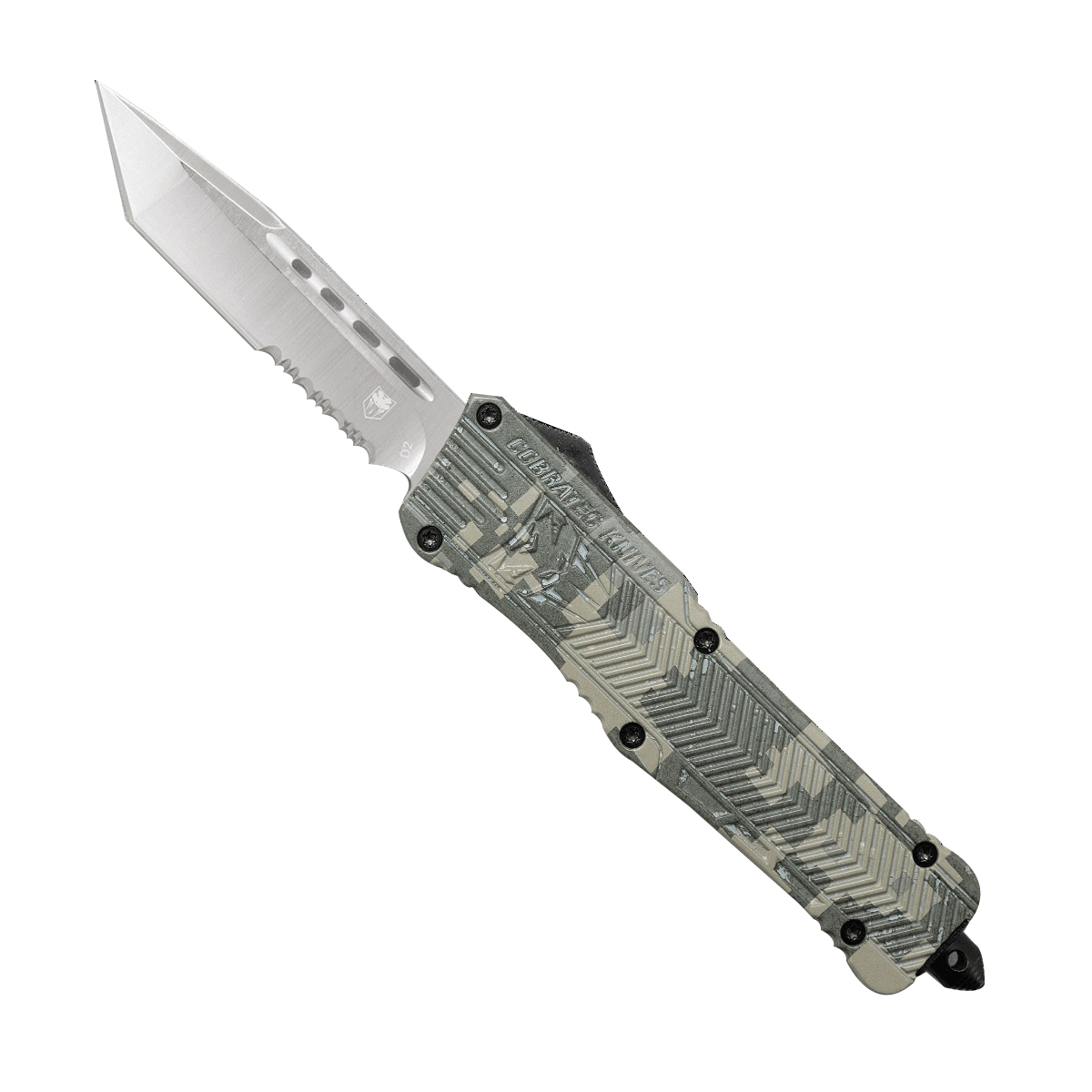 CobraTec Knives CTK-1 Large OTF Knife Tanto Serrated, Army DigiCamo - LADCCTK-1LTS