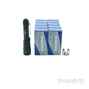 BUNDLE DEAL: Black Surefire EDC2-SFT Turbo Everyday Carry Flashlight and 500 Rounds of Ammo - Magtech 9mm 115 Grain Steel