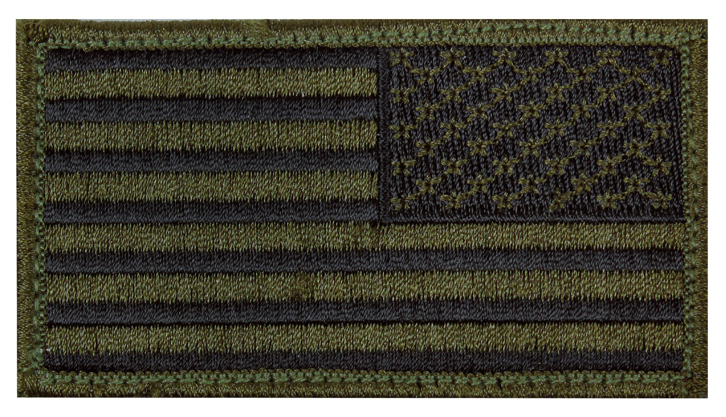 Rothco American Flag Patch - Hook Back, Olive Drab - Black, Orientation Reverse