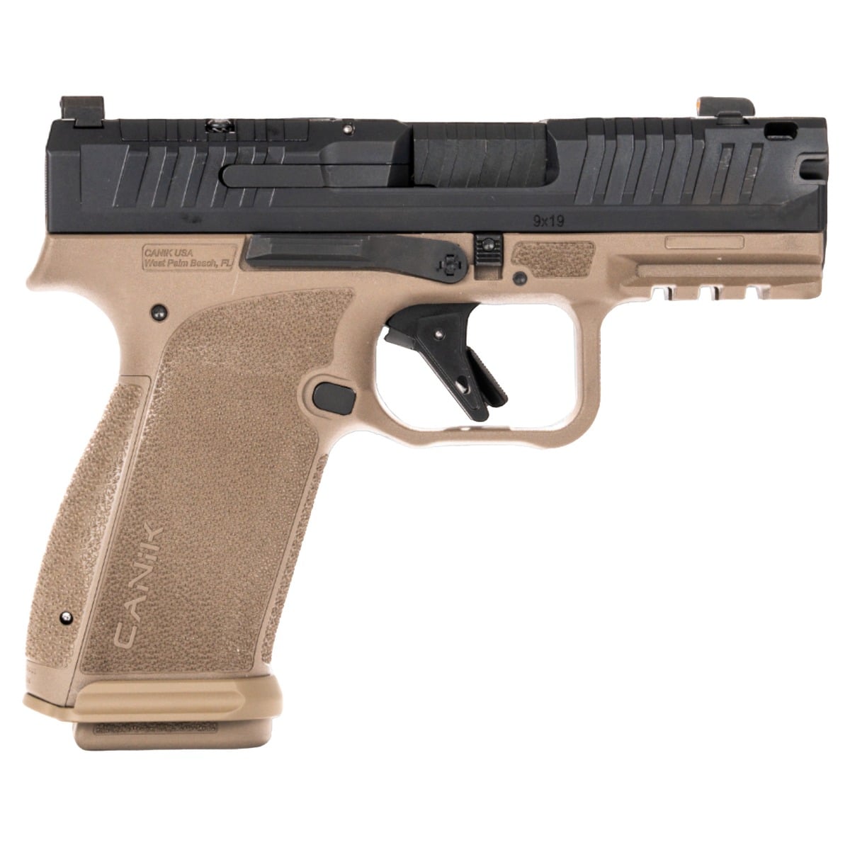 Canik METE MC9 Prime 3.63" 9MM (2)17rd O.R Compensated Pistol, Black/FDE - HG8328BD-N