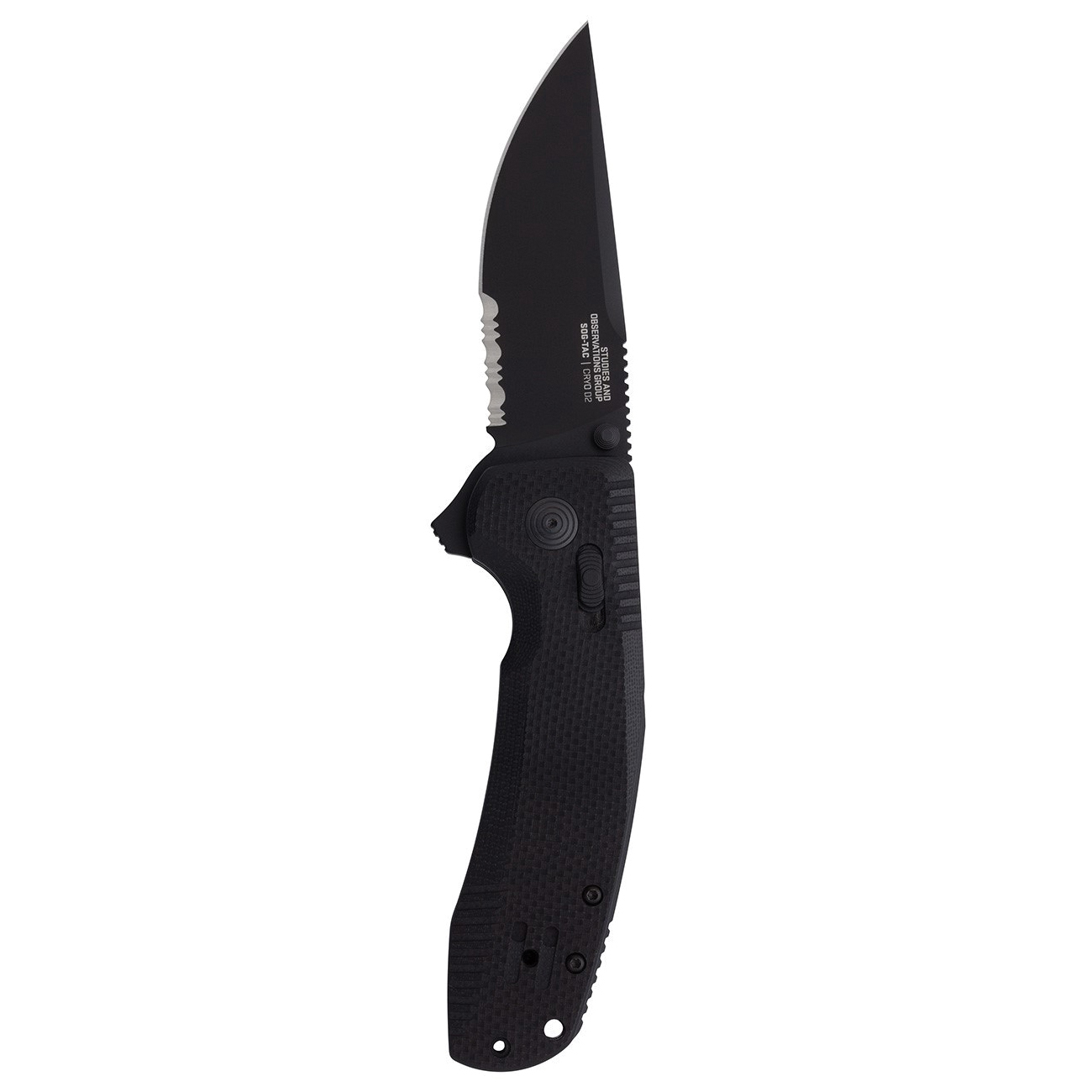 SOG Knives SOG-TAC XR Folding Knife Serrated Clip Point, Blackout - SOG12-38-03-41