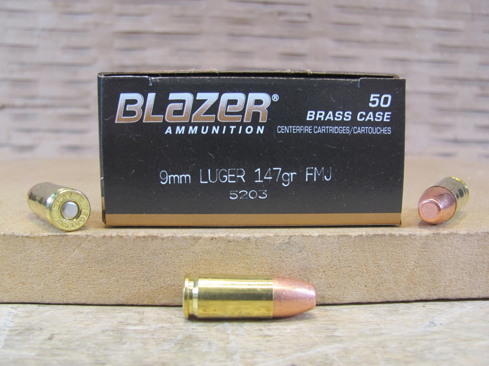 50 Round Box – 9mm Luger 147 Grain FMJ CCI Blazer Brass Ammo – 5203