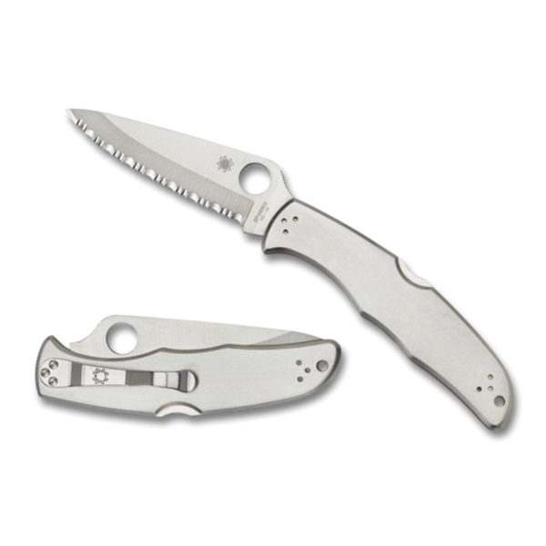 Spyderco Endura 4 Drop Point Folding Knife, 3.85", Fully Serrated Edge - C10S