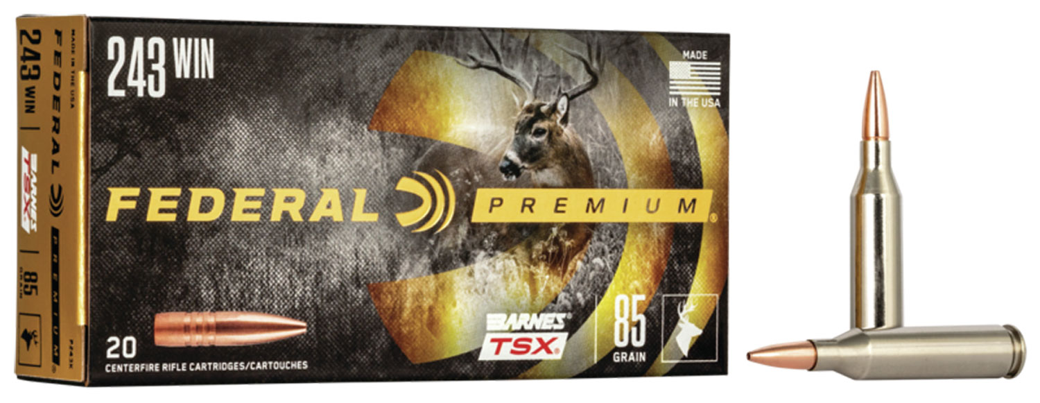 Federal Premium Barnes TSX 85 gr Triple-Shock X .243 Win Ammo, 20/box - P243K