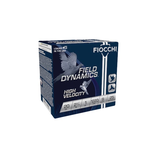 FIOCCHI 20GA 2.75″ 1OZ #9 – 1220FPS 25RD 10BX/CS - No Credit Card Fees - Low, flat rate shipping