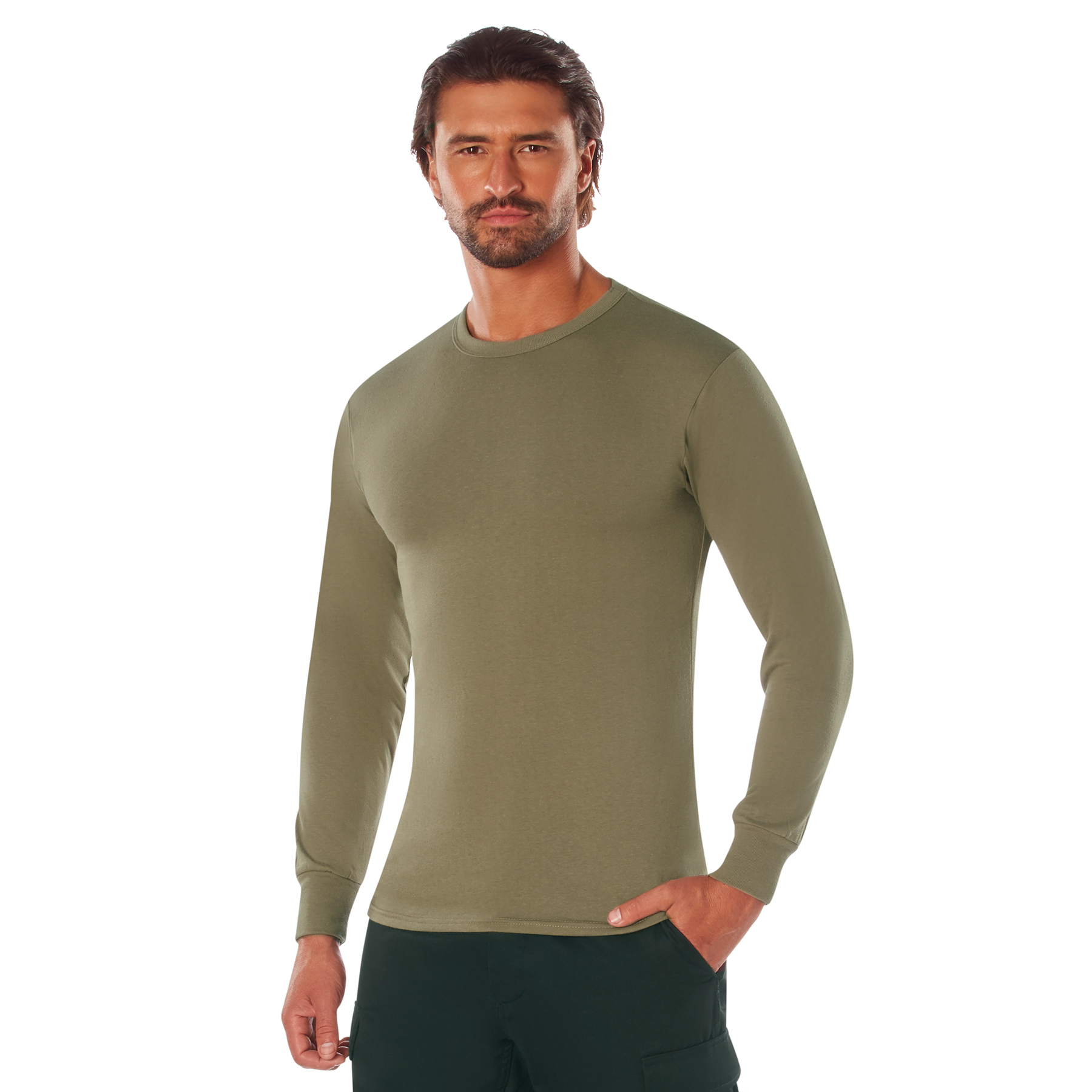 Rothco Long Sleeve Solid T-Shirt - Ar 670-1 Coyote Brown, Medium