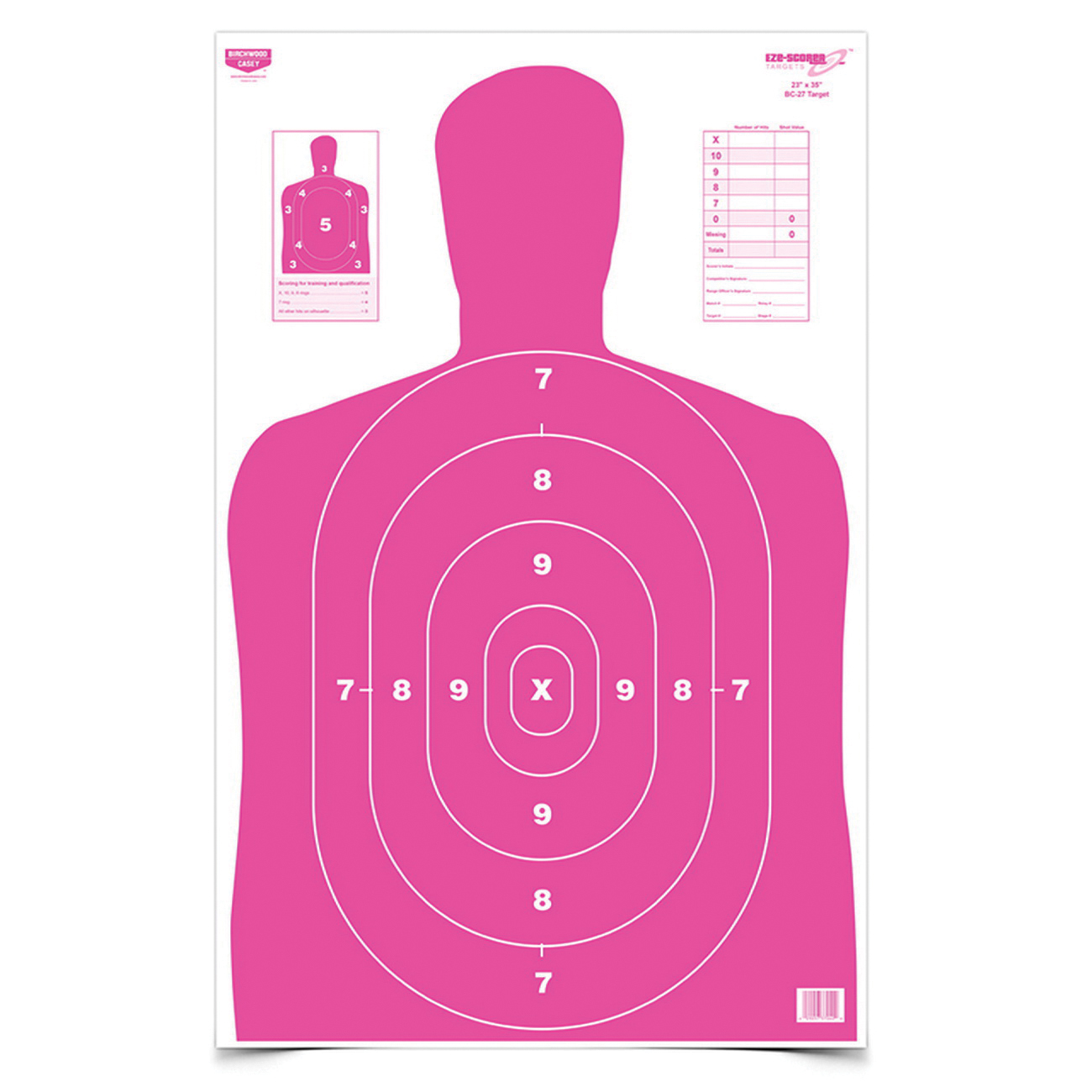 Birchwood Casey EZE-Scorer 23" x 35" Silhouette BC27 Practice Target, Pink, 5/pack - 37039