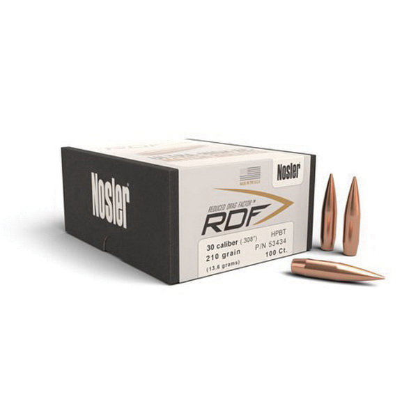 Nosler RDF .30 210 gr HPBT Rifle Bullet, 100/box - 53434
