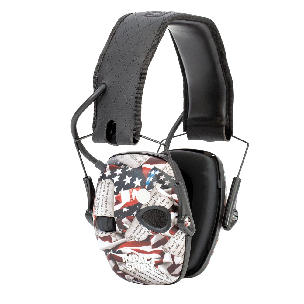 Howard Leight Impact Sport 21 dB Bluetooth Electronic Shooting Earmuffs Small, Red/White/Blue