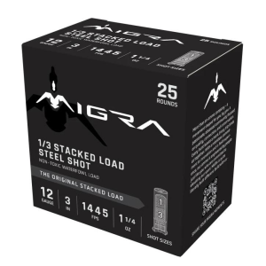 Migra-Ammunitions-Llc Migra Waterfowl Steel Stacked Load Shotshell 12ga 3" 1-1/4oz 1445 fps #1 & #3 25/ct