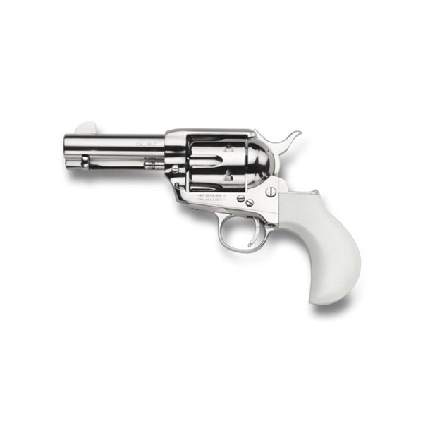 Taylors & Company 200073 1873 Cattleman 357 Mag Caliber with 3.50″ Barrel, 6rd Capacity Cylinder, Overall Nickel-Plated Finish Steel & Ivory Birdshead Synthetic Grip - No Credit Card Fees - Low, flat rate shipping