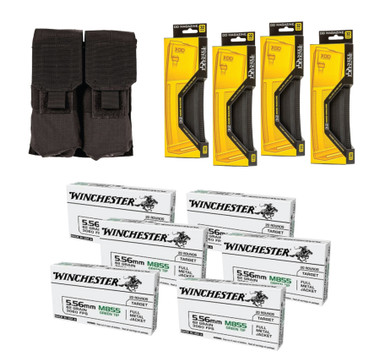 Package Deal Winchester 5.56 62gr Green Tip 120 Rounds + 4 Daniel Defense 32 RD Mags + Blackhawk Molle Mag Pouch (Holds 4)