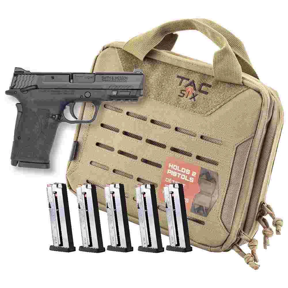 Smith Wesson M Shield EZ M2.0 Handgun Bundle 9mm Luger 8rd Magazines (5) 3.675" Barrel Black with Case