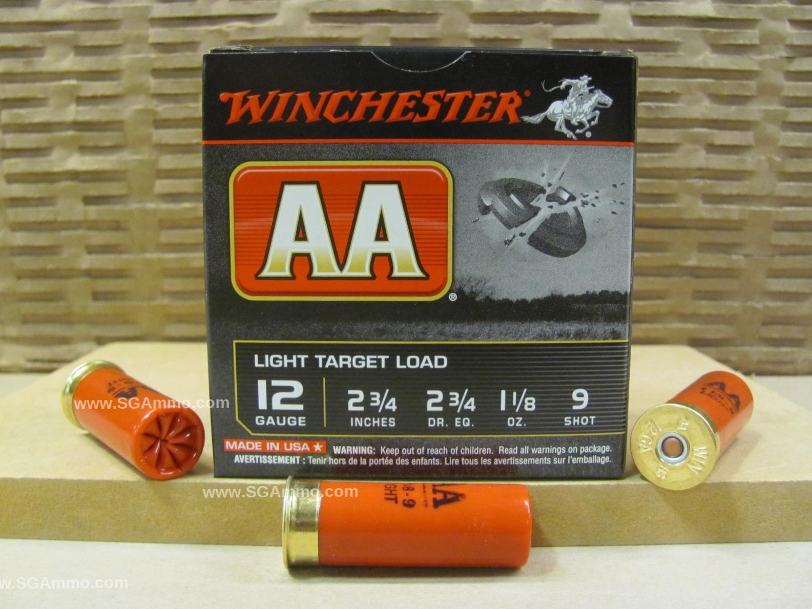 250 Round Case – 12 Gauge 2.75 Inch 1-1/8 Ounce Number 9 Shot Winchester AA Target Ammo – AA129