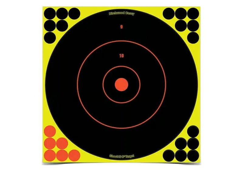 Birchwood Casey Shoot-N-C Reactive 12 Bullseye Paper Targets  50 Pack (Black/Yellow)