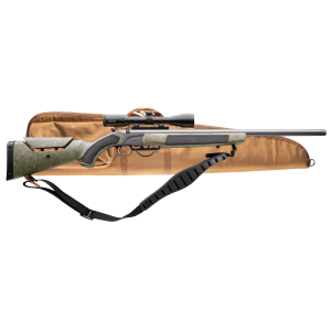 CVA PR3233NSCP Accura MR-X 50 Cal 26 Tungsten Cerakote Fluted Threaded Barrel, Drilled & Tapped Receiver, Adjustable Black/Gray Webbing Synthetic Stock, KonusPro 309x40mm IR w/BDC, Soft Rifle Case
