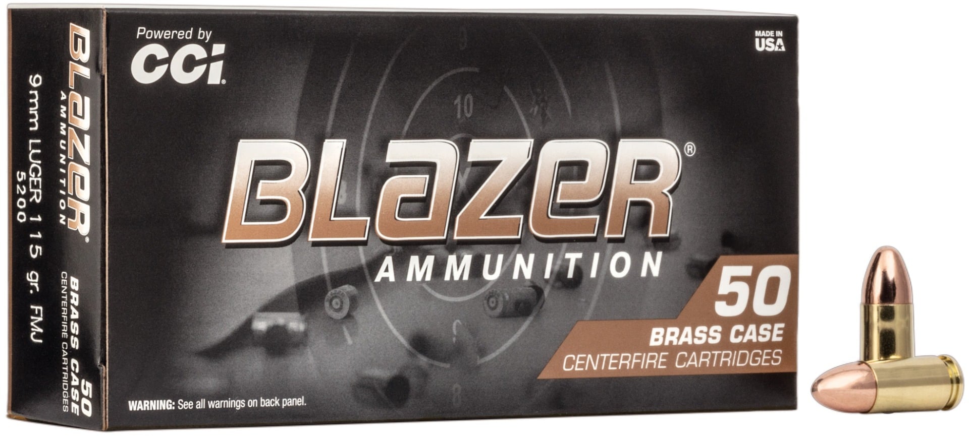 CCI Blazer Brass 9mm 115 Grain FMJ 50 rd/box - 5200