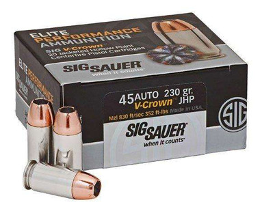 Sig Sauer Elite Performance V-Crown 45 Auto - 230gr Jacketed Hollow Point