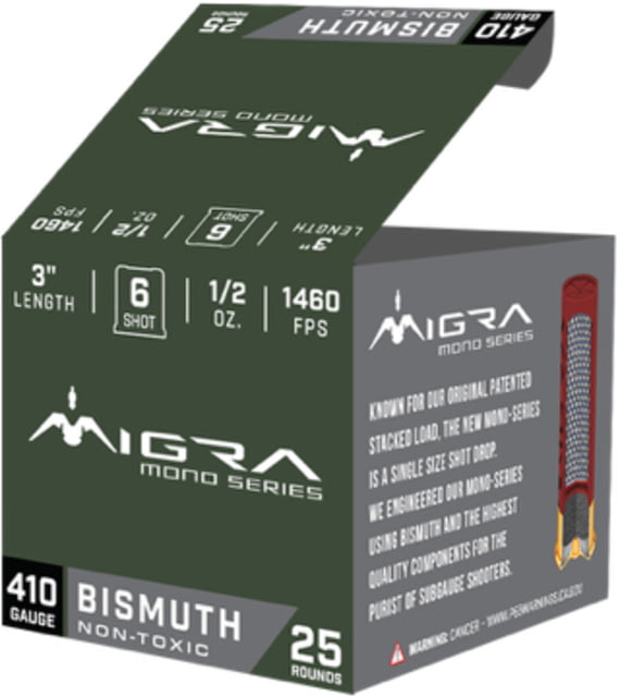 Migra Mono Series Load 410 Gauge 1/2 oz 3 in Shotgun Ammo #6 25 Rounds