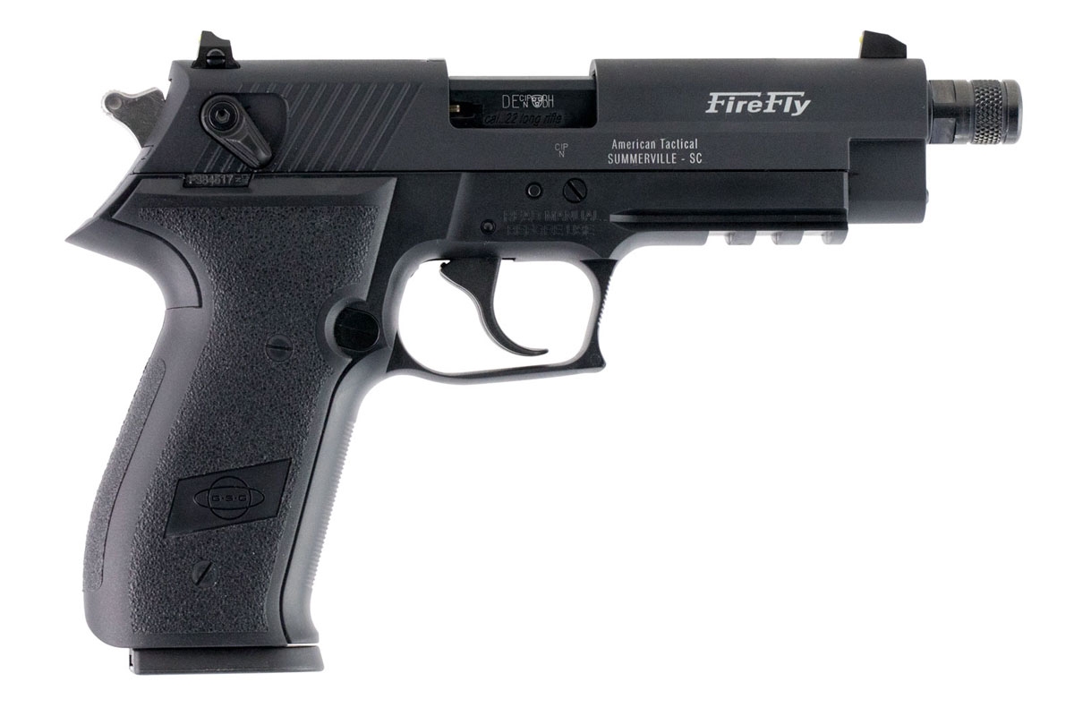 ATI GSG Firefly 4.9" .22lr Threaded Barrel Pistol, Black - GERG2210TFF