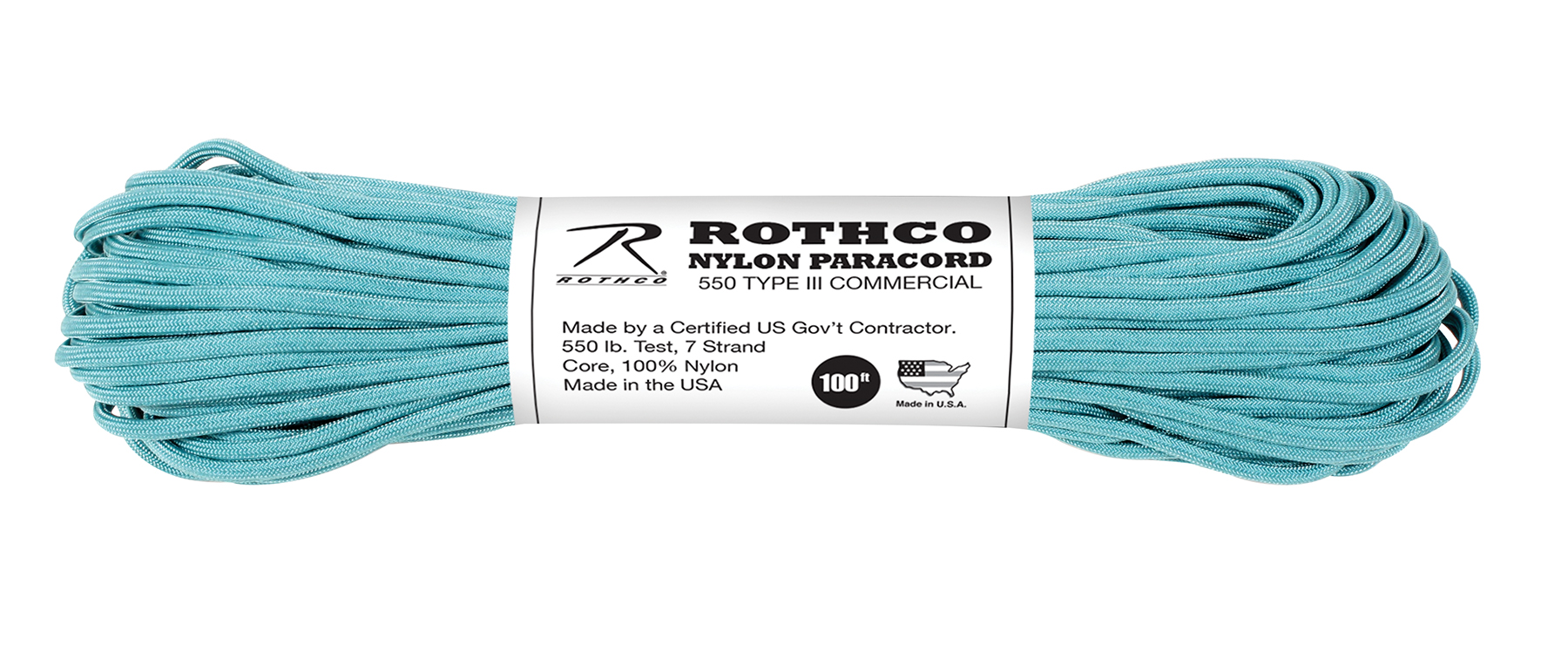 Rothco Nylon Paracord Type III 550 Lb - Turquoise, 100