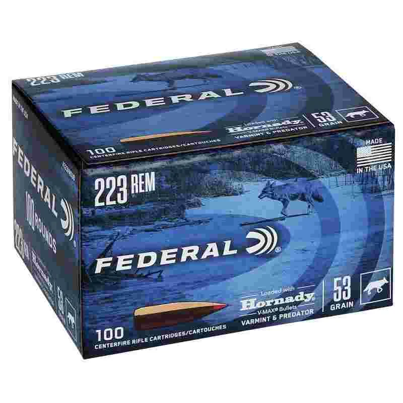 Federal Varmint Predator Rifle Ammunition .223 Rem 53 gr FMJ 3400 fps 100/ct