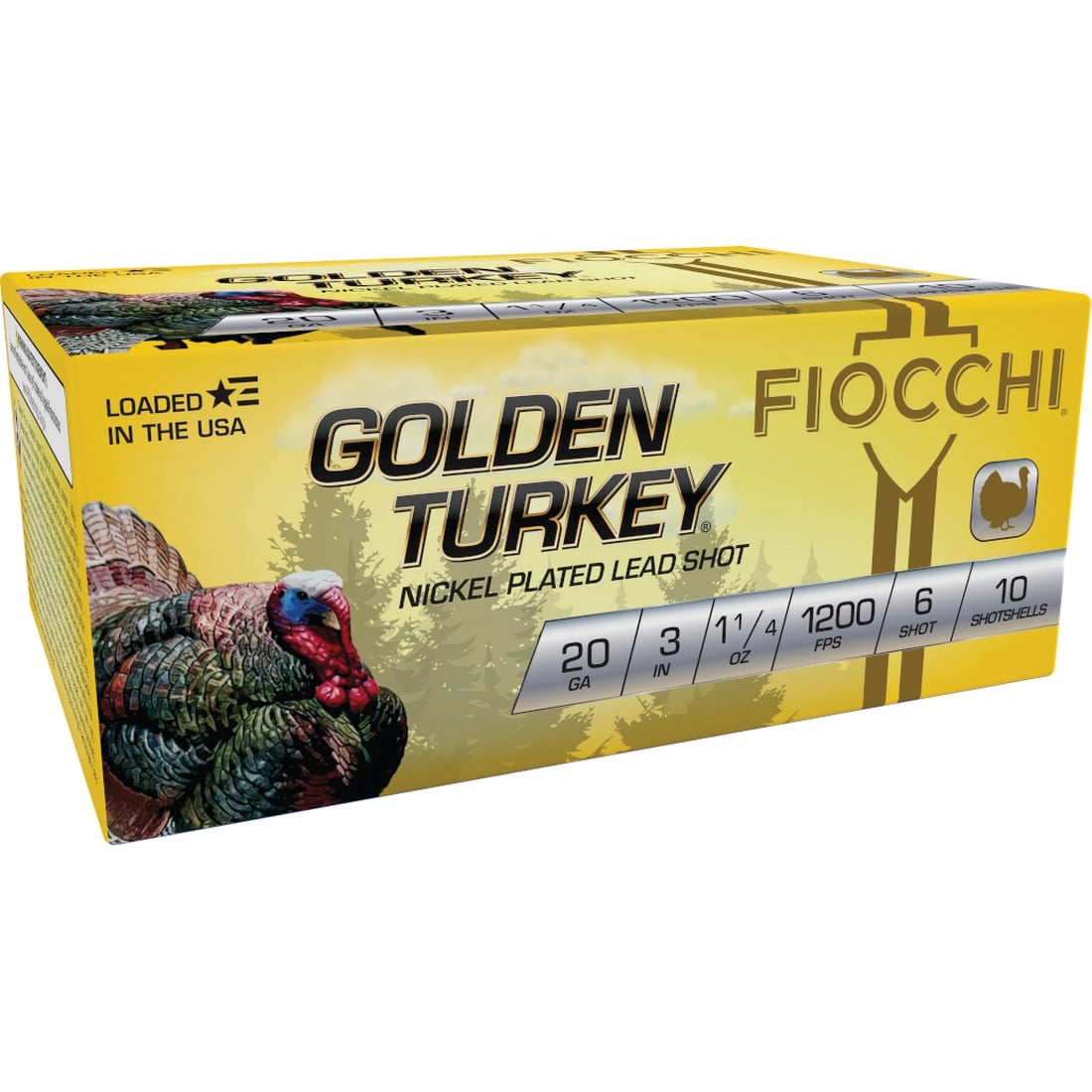 Fiocchi Golden Turkey 20 Gauge 3" #6 1-1/4 oz 10rds Shotshell - High-Performance Load for Turkey Hunting - 203TRKC6