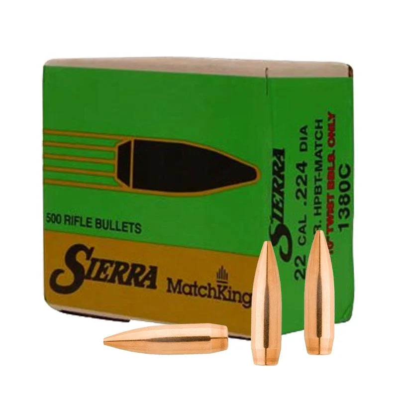 Sierra MatchKing Rifle Bullets (500/ct) .22 cal .224 69 gr HPBT MATCH