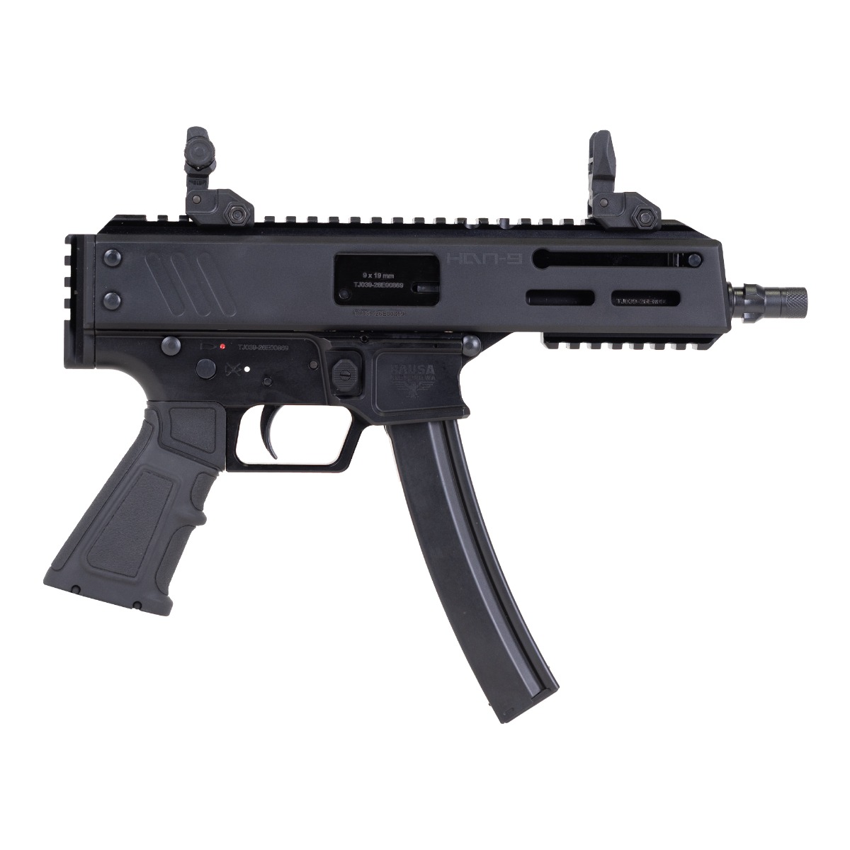 Panzer Han9 6.5" 9mm 30rd Pistol MP5 Compatible with Flip Up Sights - PAHAN9PCCB