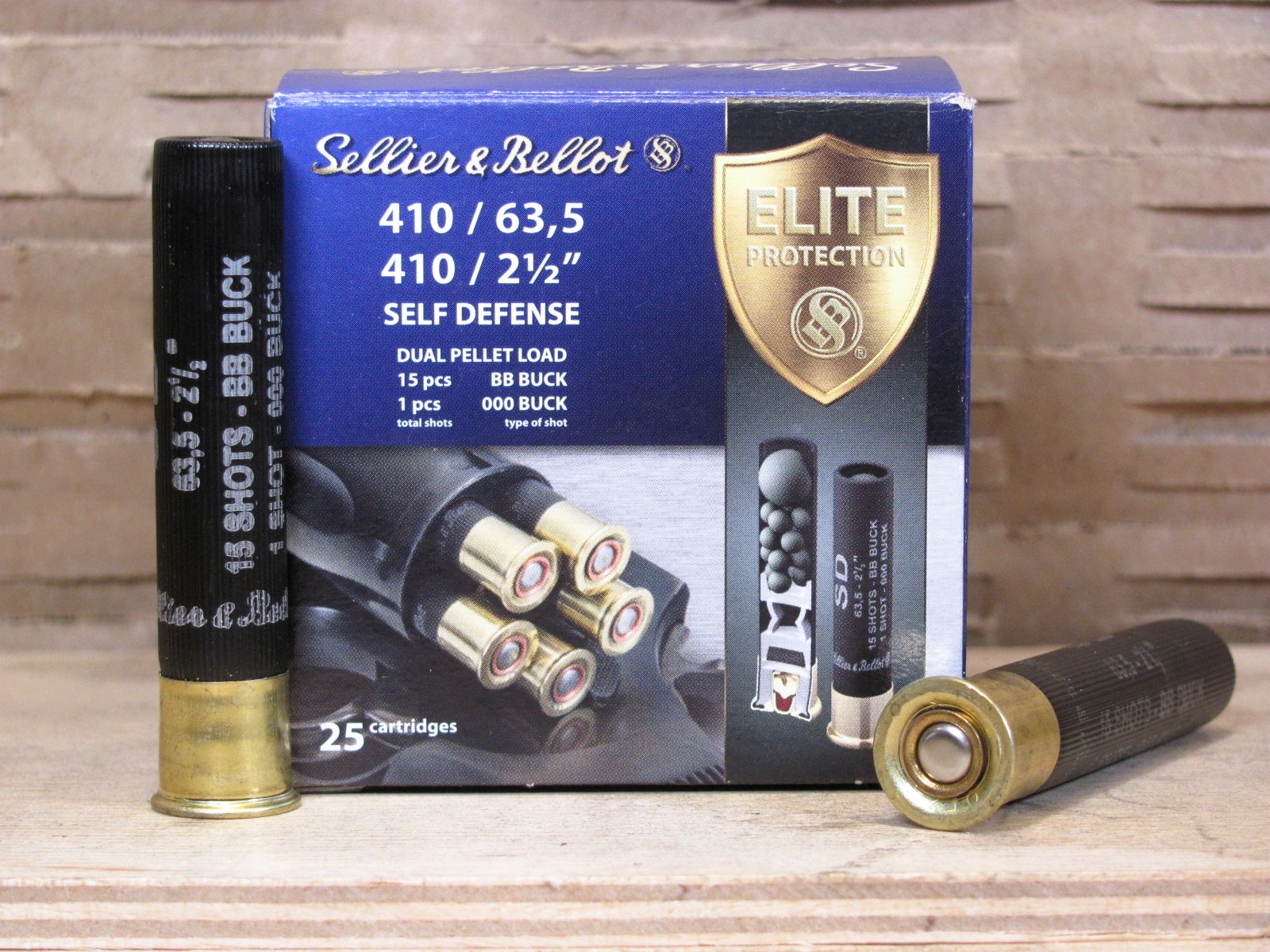 500 Round Case – .410 Gauge 2.5 Inch 1-000 15-BB Dual Pellet Load Self Defense Sellier Bellot Ammo – SB410SDA