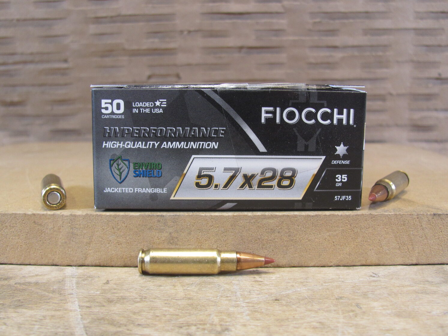 50 Round Box – 5.7×28 Fiocchi 35 Grain Jacketed Frangible Hyperformance Ammo – 57JF35