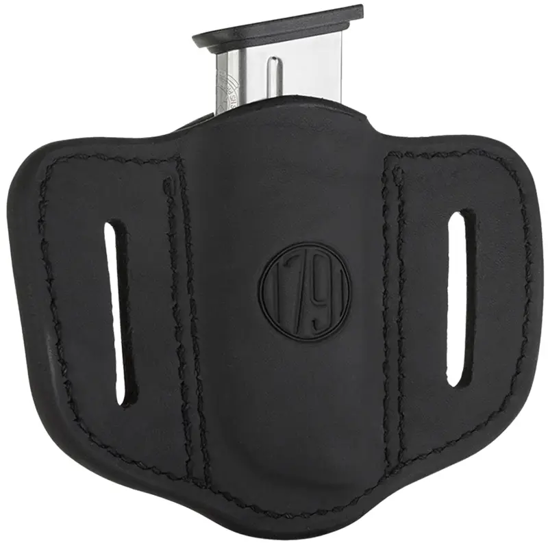 1791 Gunleather MAG11SBLA MAG1.1 Single Mag Holster Stealth Black Leather Belt Slide Compatible w/ Single Stack Ambidextrous