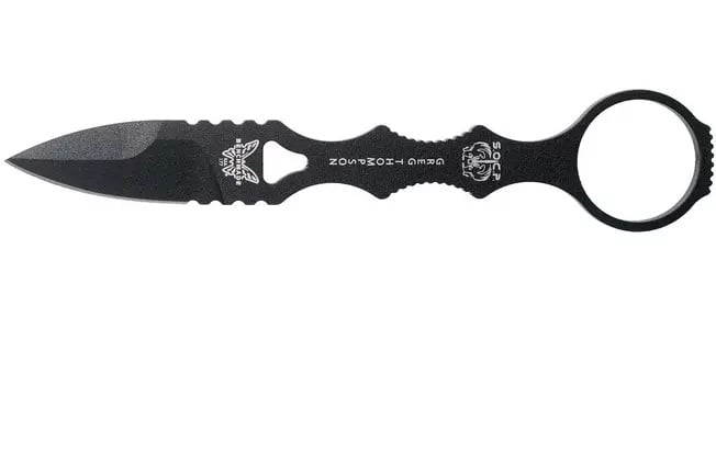 Benchmade Mini SOCP Spear Point Fixed Blade Knife With Sheath, Black - 177BK