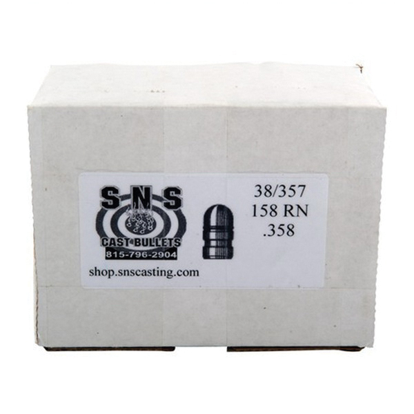 SNS Cast Bullets .38 Caliber RN Pistol Bullet, 158 gr 0.358" 500rds