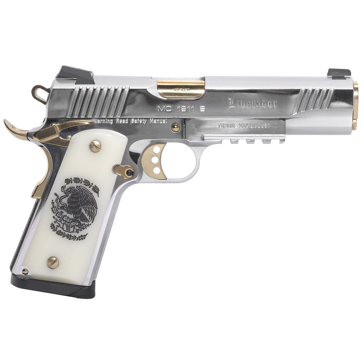 GIRSAN MC1911S LIBERADORE II – 9MM CHROME/GOLD ENGRAVED 10RD - No Credit Card Fees - Free Shipping