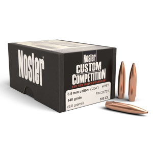 Nosler 26725 Custom Competition  6.5 Creedmoor .264 140 gr Hollow Point Boat Tail (HPBT) 100 Per Box