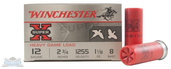 Winchester 12ga 2.75" 1-1/8oz #8 Super-X heavy Game Load Ammunition 25rds - XU12H8