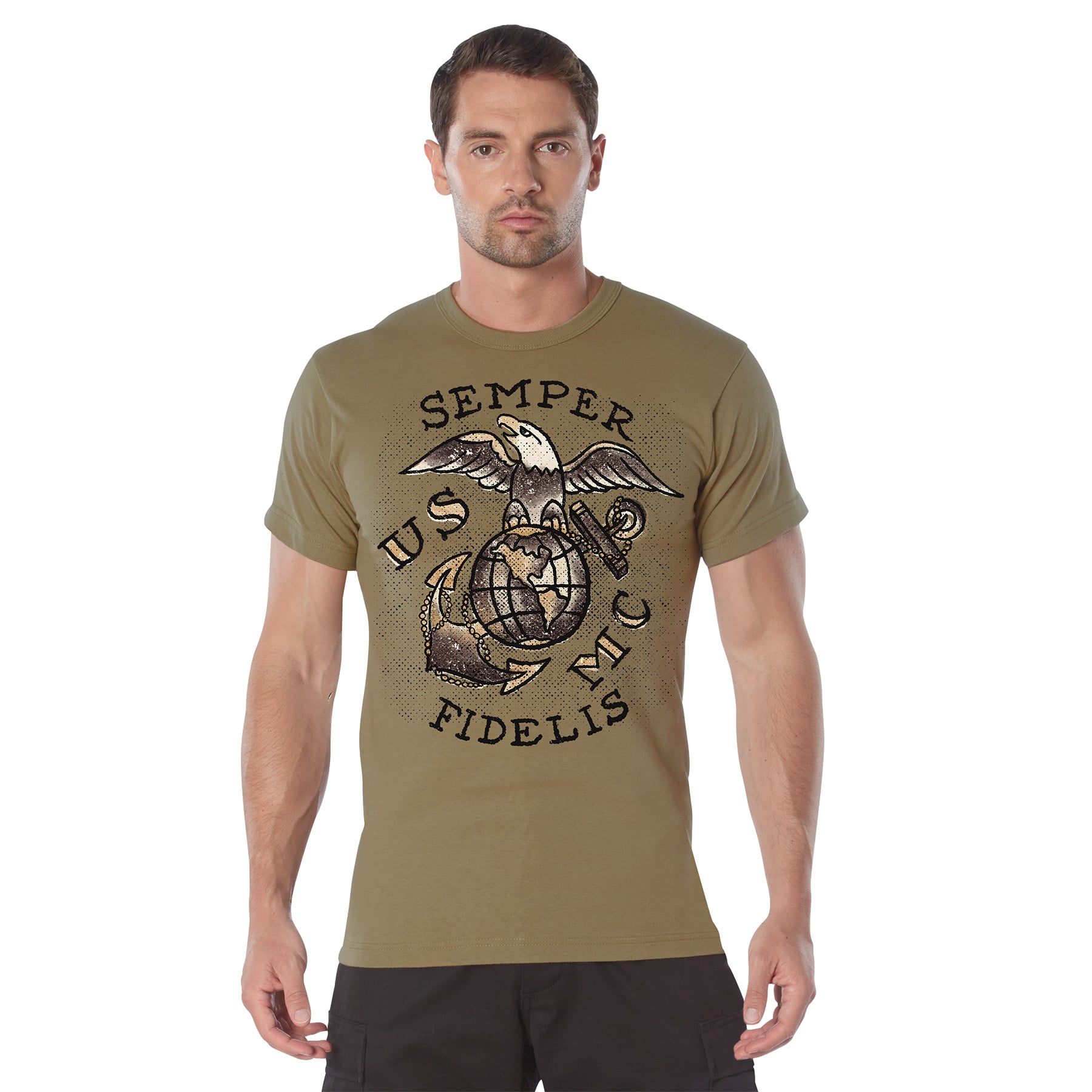 Rothco Usmc Semper Fidelis T-Shirt - Coyote Brown, X-Large