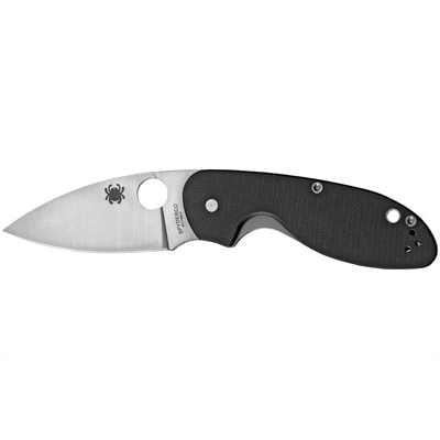 Spyderco Efficient 3" Plain Drop Point Folding Knife, Black - C216GPBBK