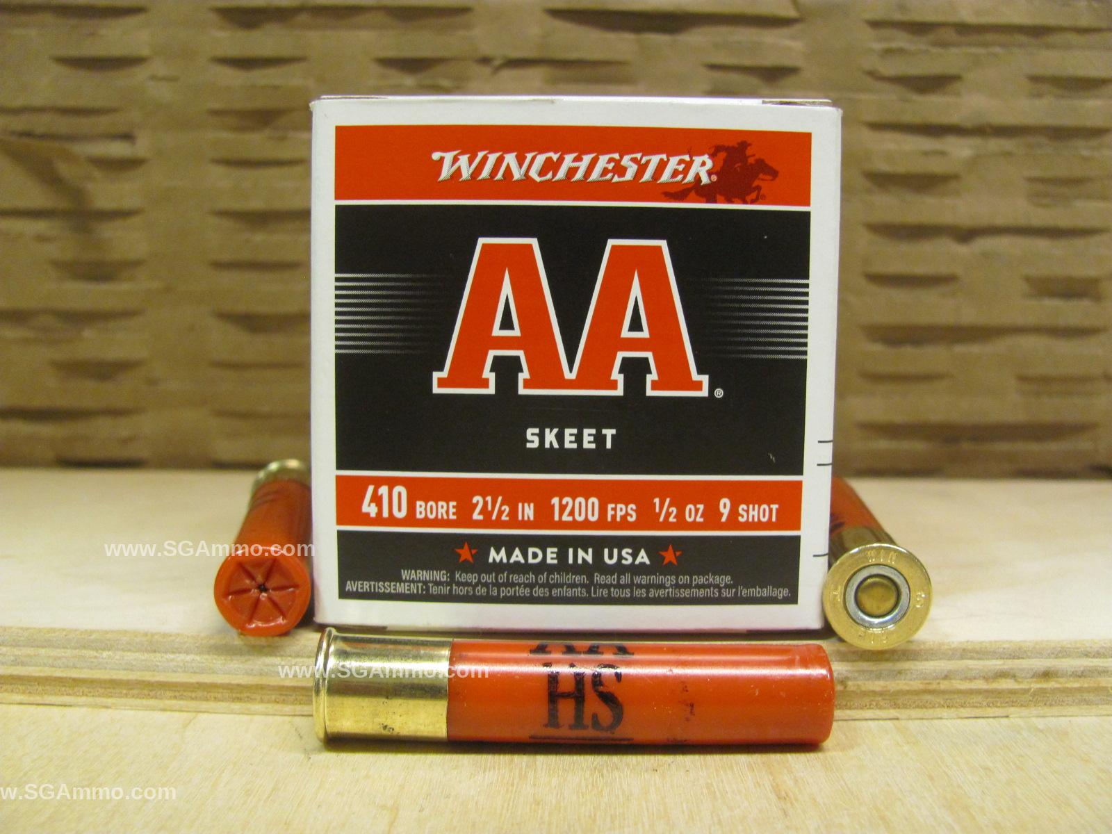250 Round Case – 410 Gauge 2.5 Inches 1/2 Oz. Number 9 Shot Winchester AA Ammo – AA419