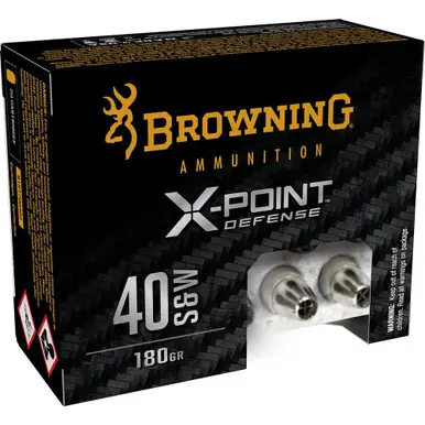 Browning X-Point Defense 40 S Ammunition B191700402 180 Grain Hollow Point 20 Rounds