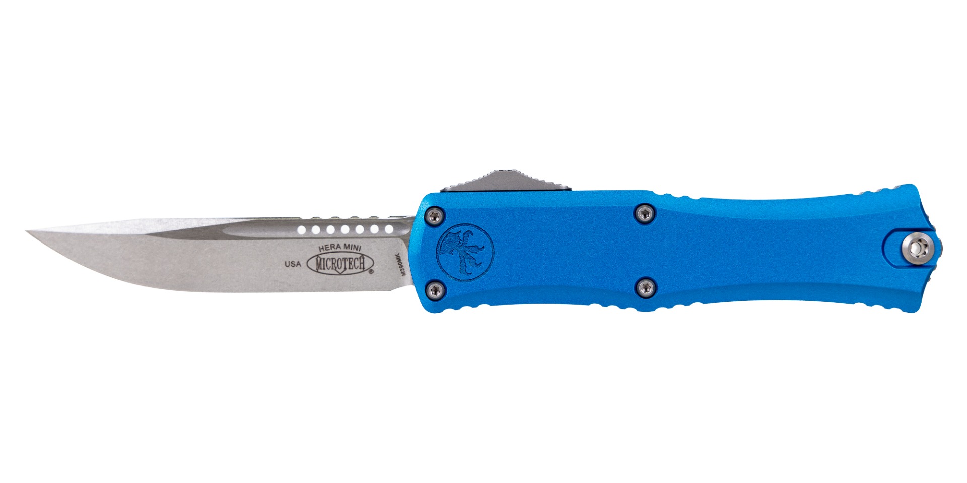 Microtech Hera II Mini OTF Drop Point Knife, Blue - 1703M-10BL